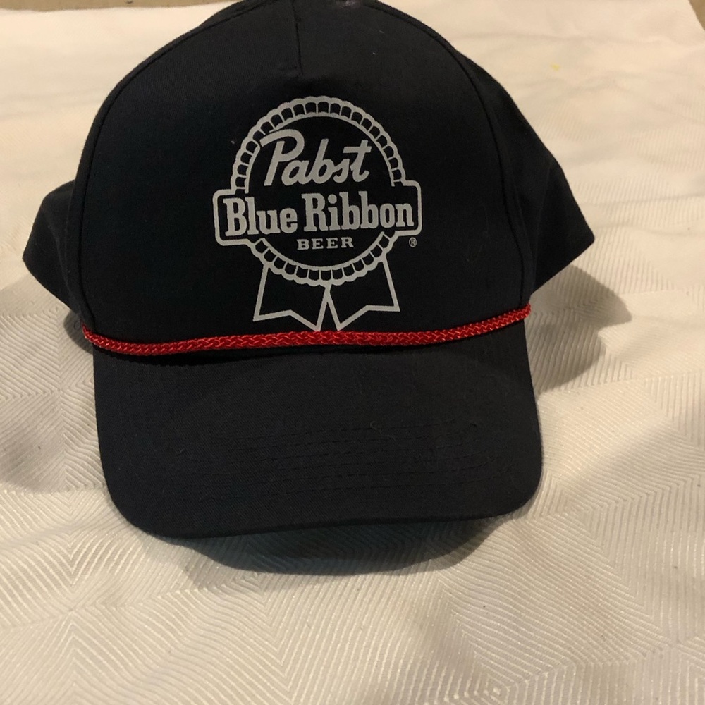 Pabst Blue Ribbon Black Logo Rope-Accent Baseball Cap